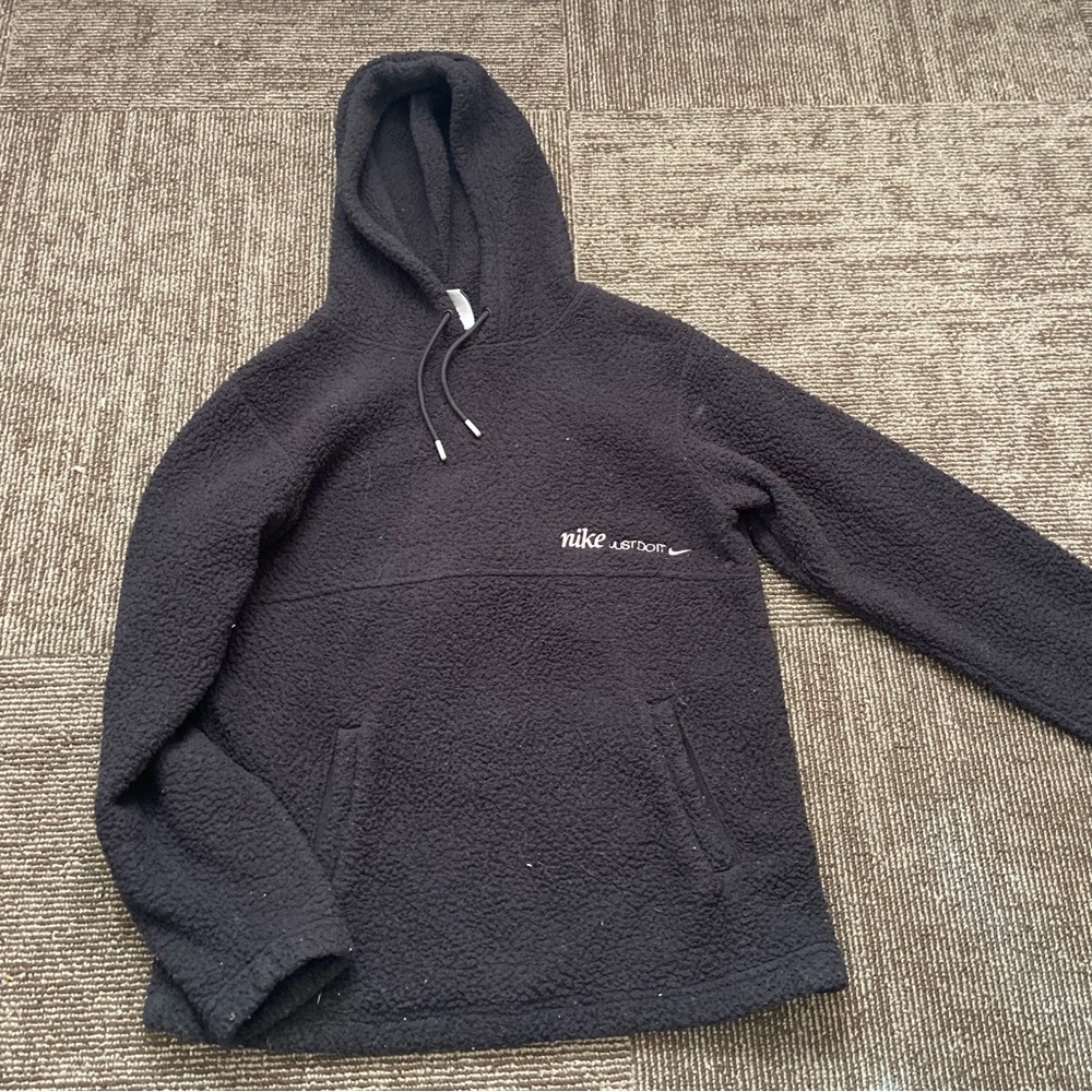 Nike Black Textured Fleece Pullover